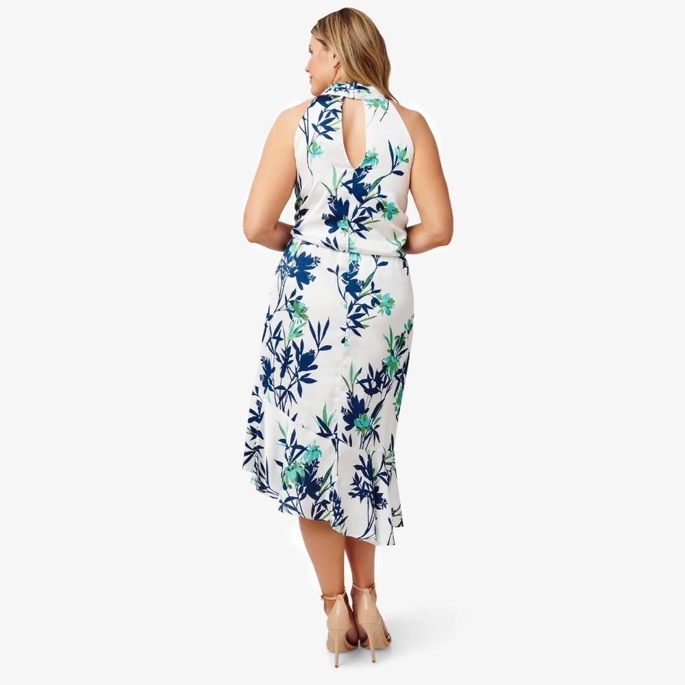 NWT Adrianna Papell Floral Print Crepe Blouson Halter Dress - size 6 - Picture 2 of 7